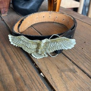 SOLD Vintage tooled leather eagle belt